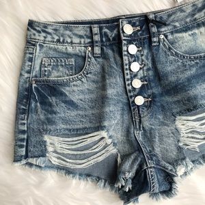Refuge High Rise Cheeky Denim Shorts
